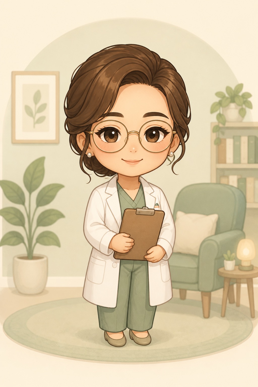 Cute cartoon baby psychologist illustration